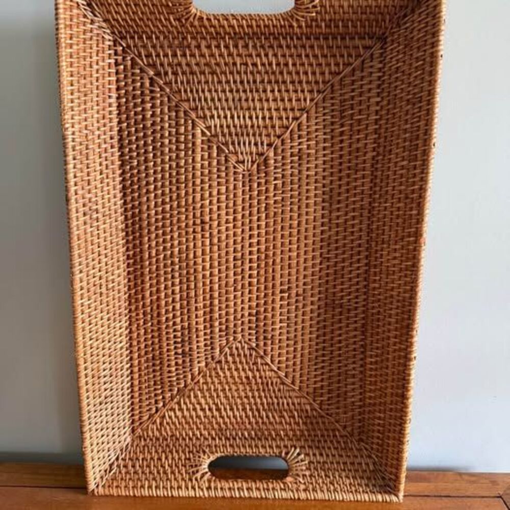 Rectangular Woven Rattan Serving Tray - Picture 3 of 7